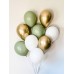 Μπαλόνια  σε χρώμα ευκάλυπτου και χρυσό 